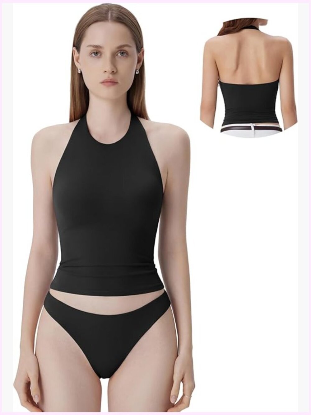 Women Halter Padded Tank Top Double Lined Backless Summer Going Out Top